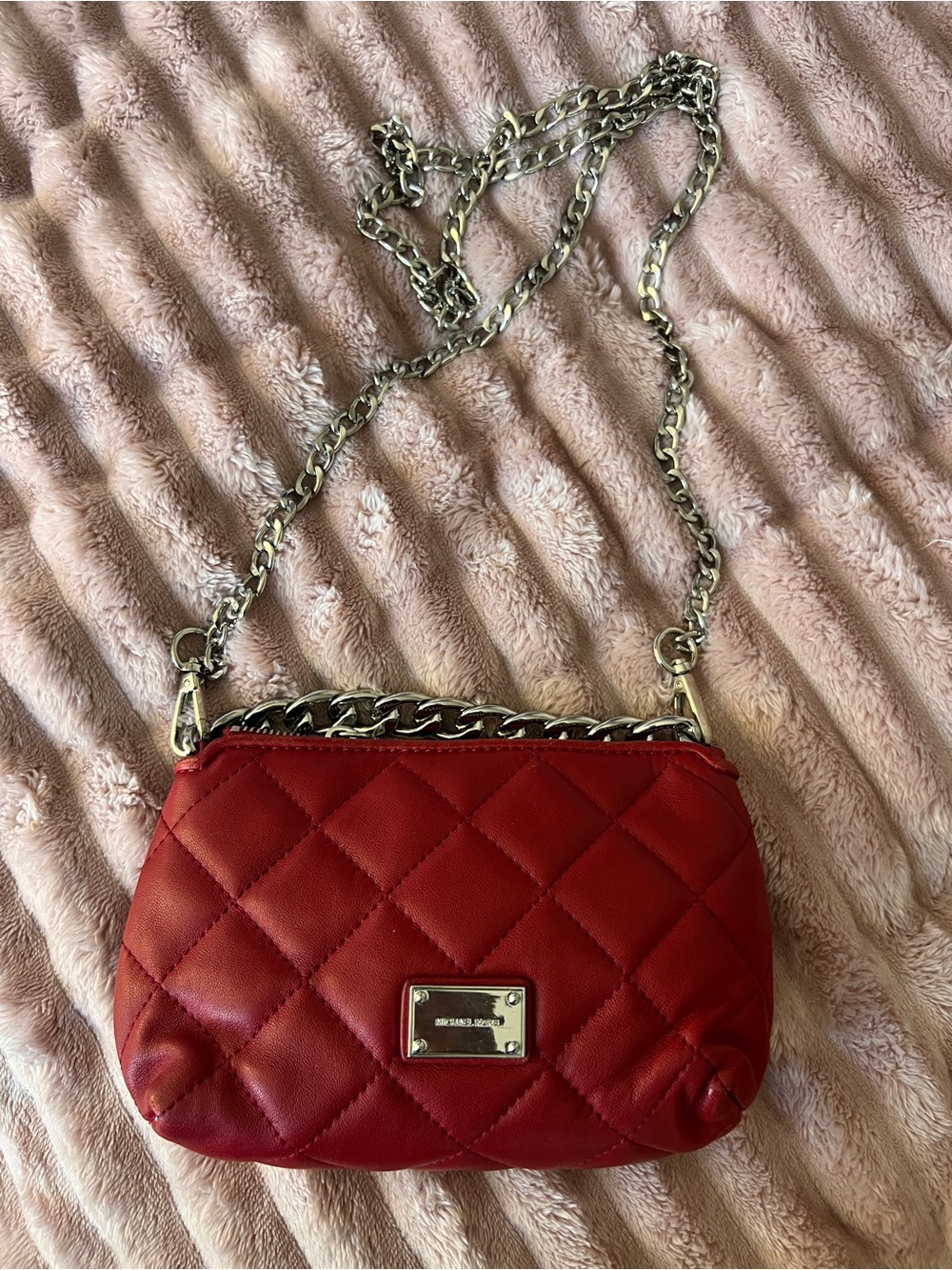 Michael Kors Red Quilted Chain Crossbody